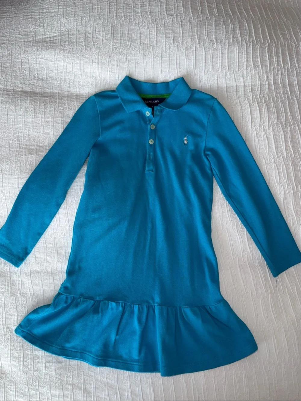 Ralph Lauren Girls' Turquoise Long-Sleeve Polo Dress